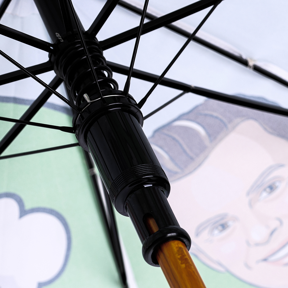 Зонт-трость "КИРЯ" универсальный, сплав, дерево, дюспо, длина 100 см, 8 спиц, 2 дизайна, арт.№ 006-003