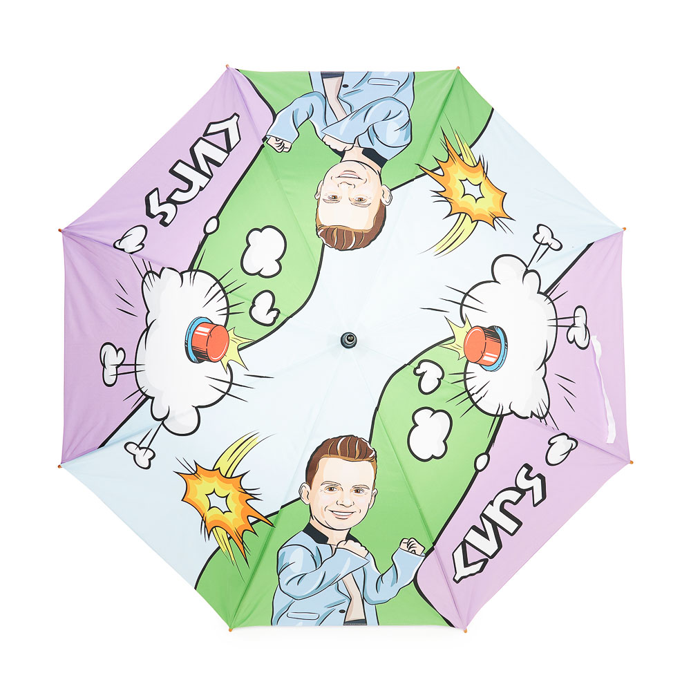 Зонт-трость "КИРЯ" универсальный, сплав, дерево, дюспо, длина 100 см, 8 спиц, 2 дизайна, арт.№ 006-003