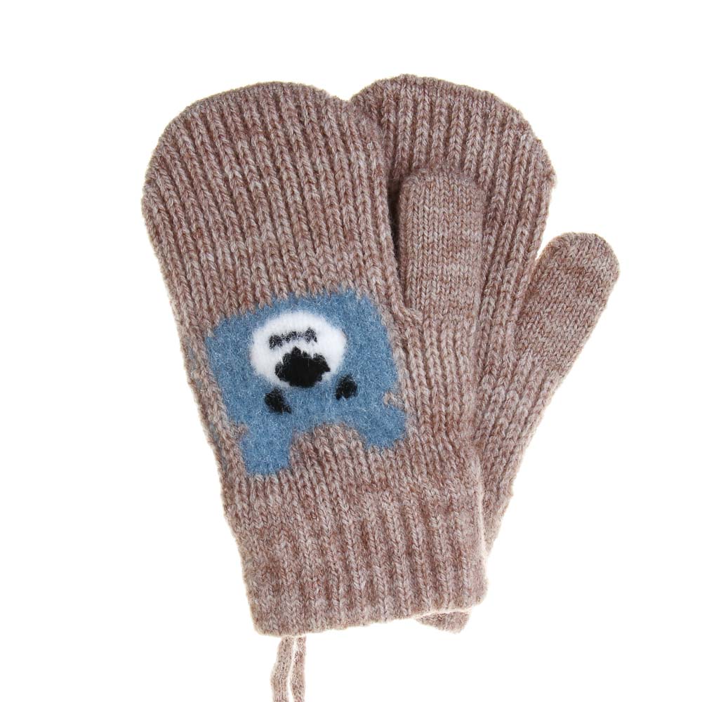 GALANTE Варежки детские на веревке однослойные с начесом, р.12, 100% акрил, разноцветные, ОЗ25-39, арт.№ 363-455