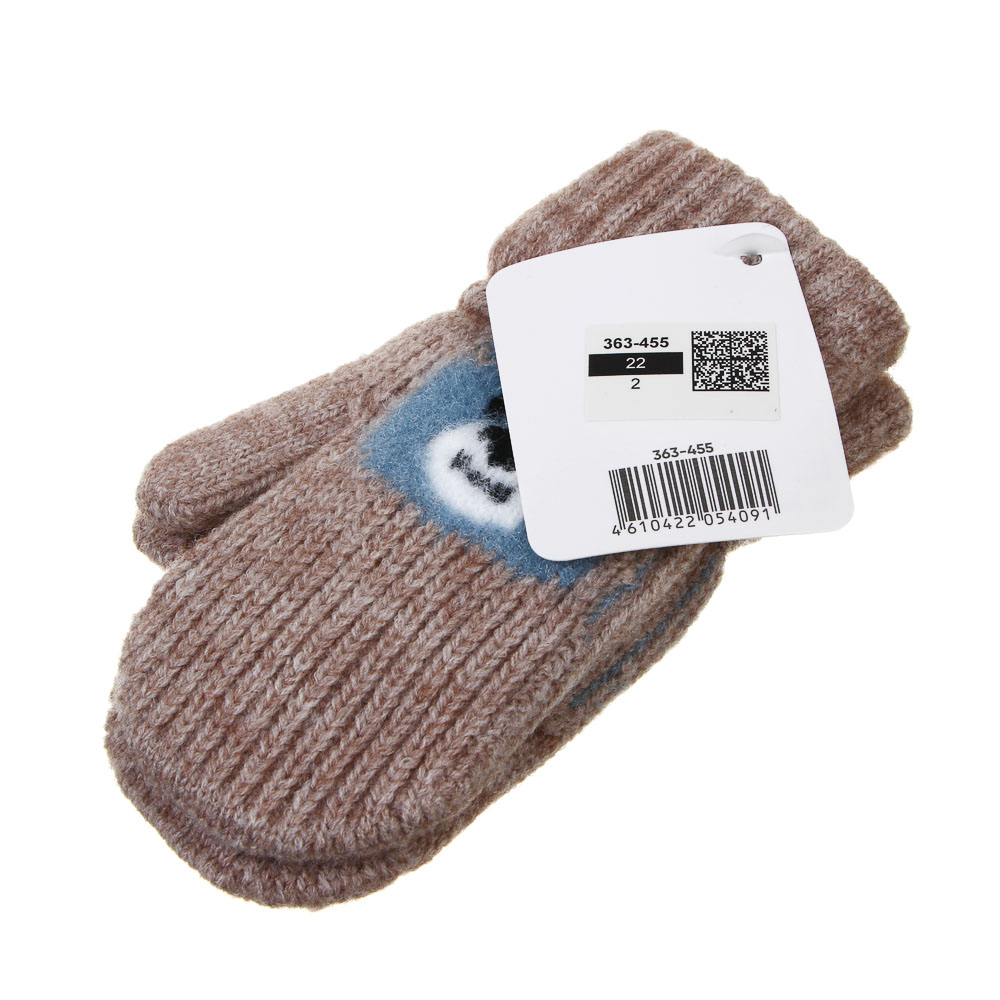 GALANTE Варежки детские на веревке однослойные с начесом, р.12, 100% акрил, разноцветные, ОЗ25-39, арт.№ 363-455