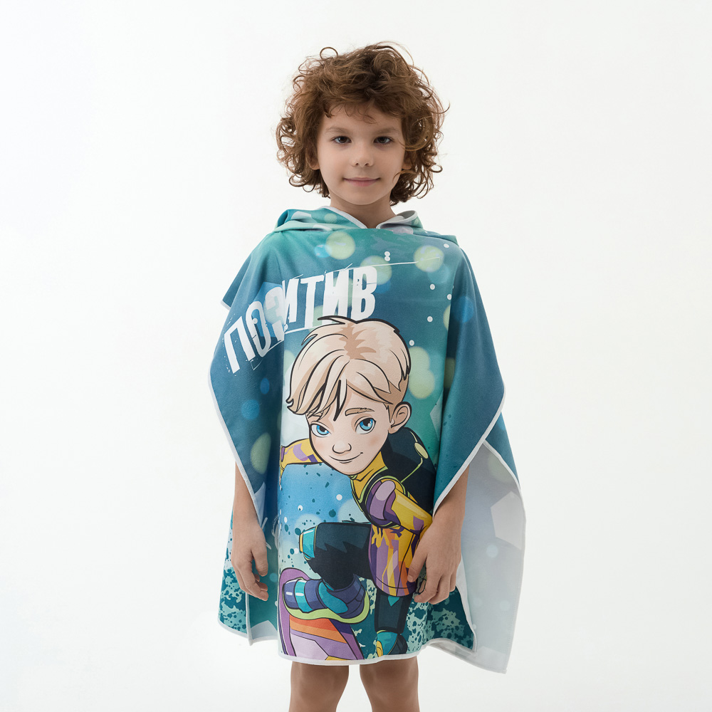 BY Русские супергерои Полотенце-пончо пляжное с капюшоном, 60х60см, 100% полиэстер, Конёк, арт.№ 496-040