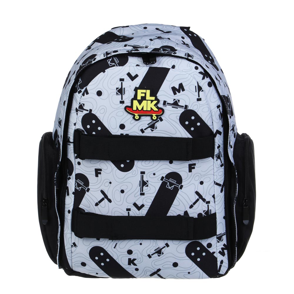 Рюкзак подростковый 42х28х16см, 1 отд., 2 карм., спинка с эрг.элемен., 2 утяж., нашив., ПЭ, "Скейт", арт.№ 555-026