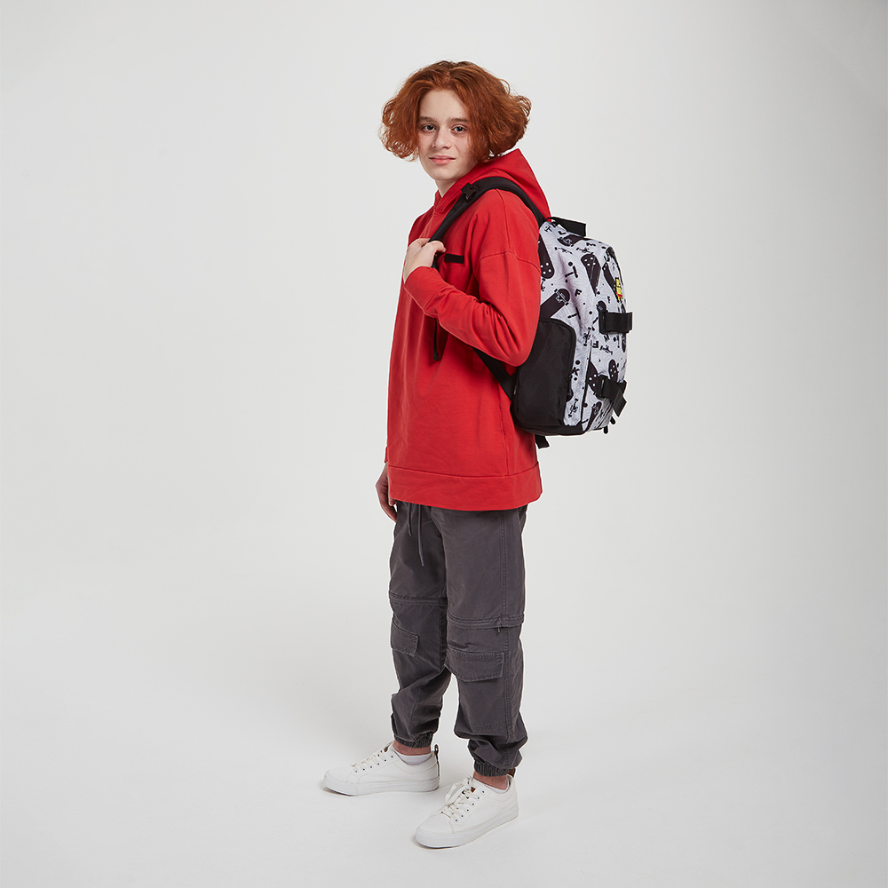 Рюкзак подростковый 42х28х16см, 1 отд., 2 карм., спинка с эрг.элемен., 2 утяж., нашив., ПЭ, "Скейт", арт.№ 555-026