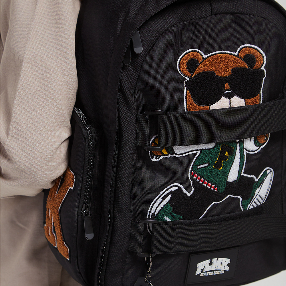 Рюкзак подростковый 42х28х16см, 1 отд., 2 карм., спинка с эрг.элемен., 2 утяж., апплик., ПЭ, "Мишка", арт.№ 555-027