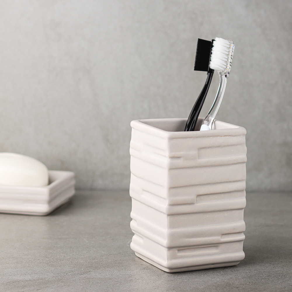 BY Стакан для зубных щеток и пасты "Сканди", керамика, 2 цвета, арт.№ 463-145