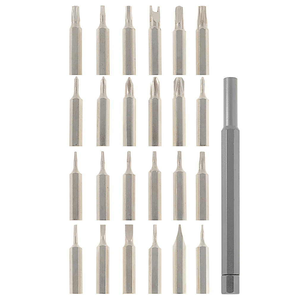 ЕРМАК Набор для точных работ 25в1: отвертка + биты 24шт (никелированные,25мм), кейс пластик.с магнит, арт.№ 736-265