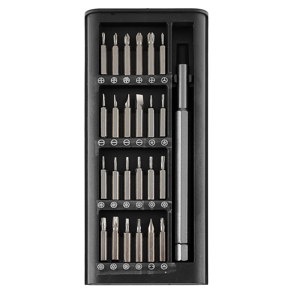 ЕРМАК Набор для точных работ 25в1: отвертка + биты 24шт (никелированные,25мм), кейс пластик.с магнит, арт.№ 736-265