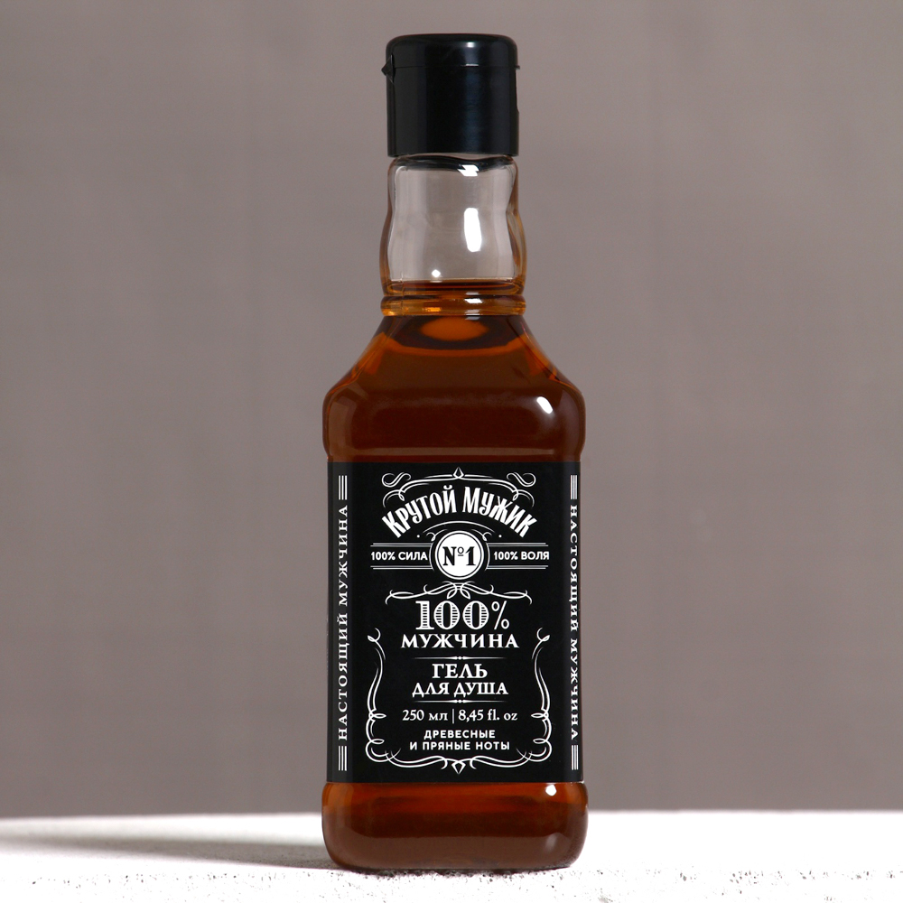 Гель для душа мужской "Крутой мужик"/"На удачу",парфюмированный,флакон виски,250мл, арт.№ 495-022
