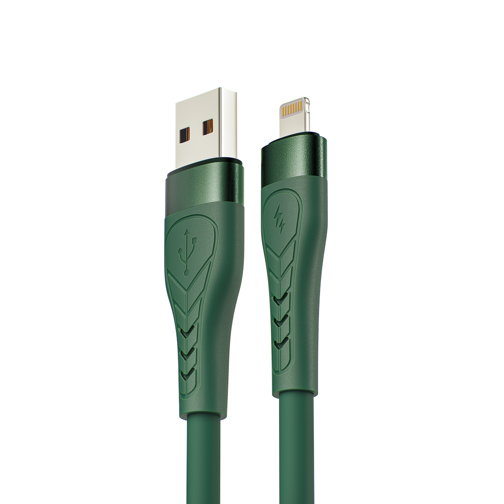 KHARITONOV Кабель для зарядки iP, 1 м, 2,4А, Быстрая зарядка QC3.0, зеленый, арт.№ 931-414