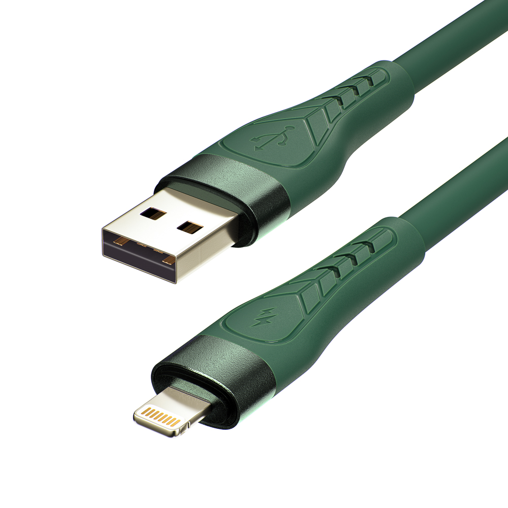 KHARITONOV Кабель для зарядки iP, 1 м, 2,4А, Быстрая зарядка QC3.0, зеленый, арт.№ 931-414