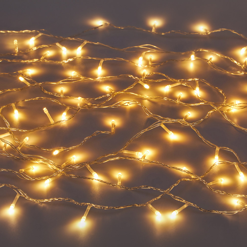 Гирлянда вьюн 9 м СНОУ БУМ, 100 LED ламп, постоянное свечение шампань, ПВХ прозрачный, 220В, арт.№ 384-051