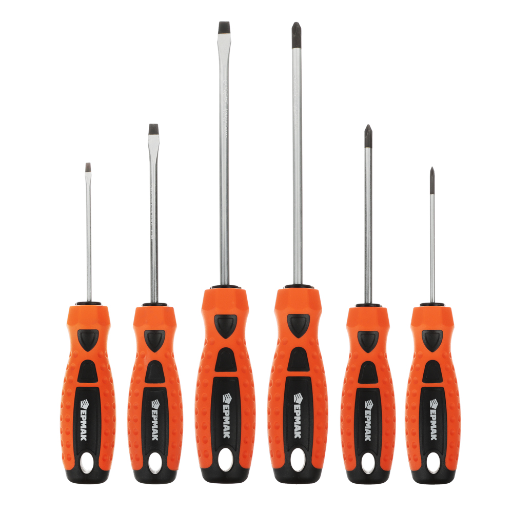 ЕРМАК Набор 6 отверток (PH2x150, SL6x150, PH1x100, SL5x100, PH0x75, SL3x75), арт.№ 651-237