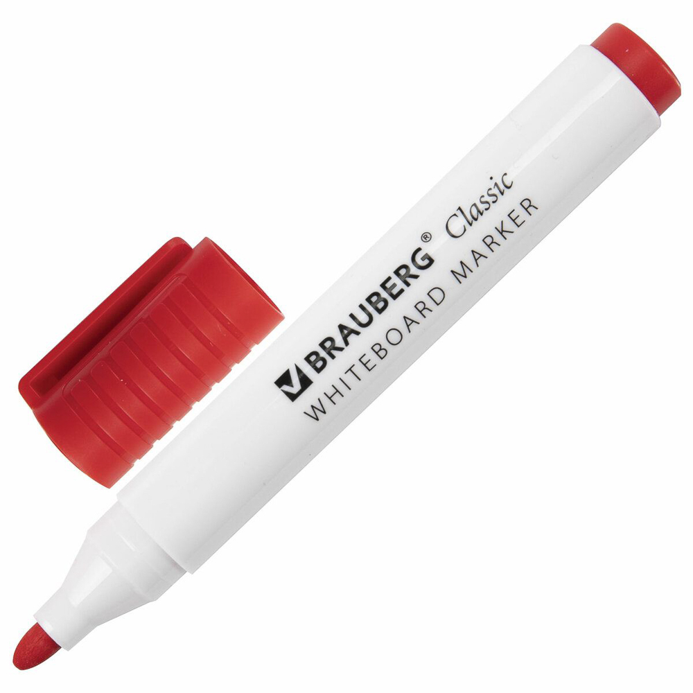 Маркер стираемый для белой доски красный, "Классик", 3 мм, с клипом, 152114, арт.№ 613-087