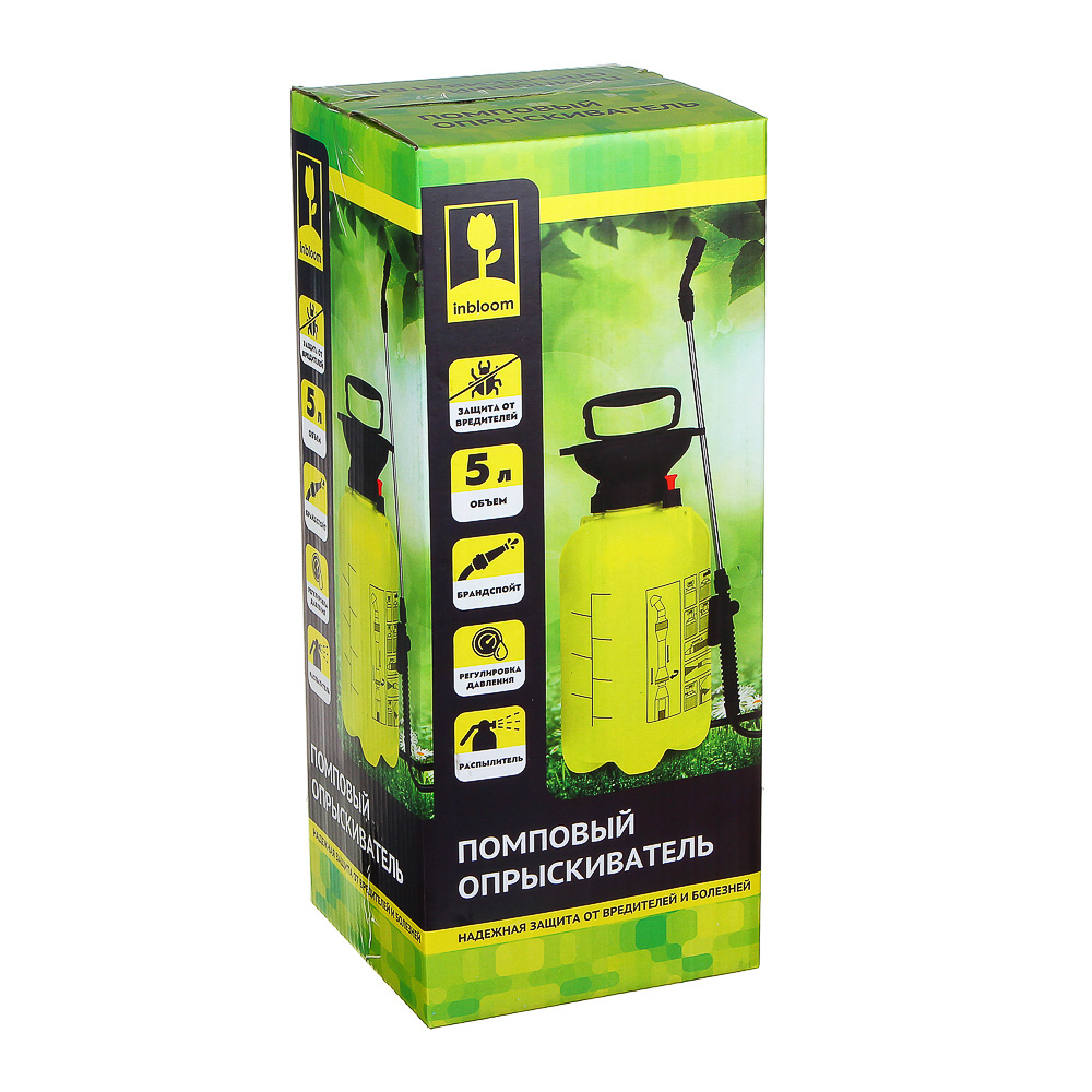 INBLOOM Опрыскиватель помповый 5л, трубка для опрыскивания, металл, пластик, арт.№ 166-029