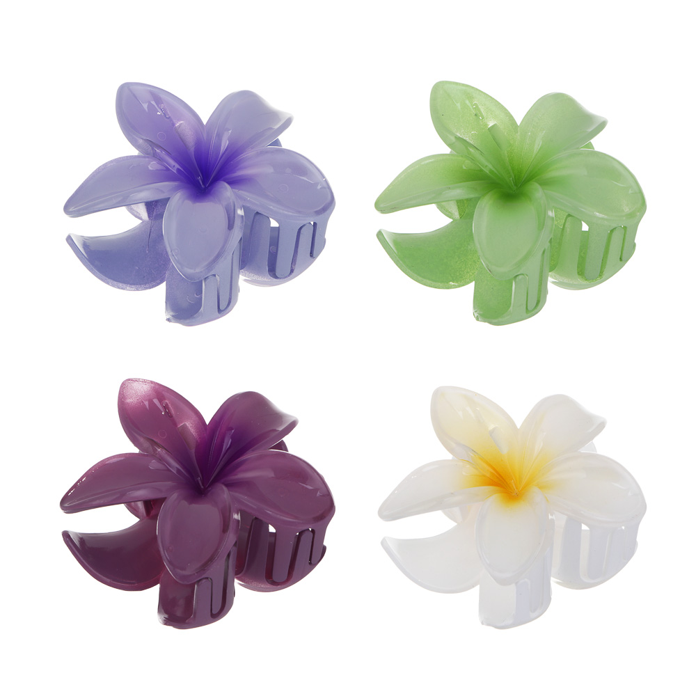 Краб для волос Ботаника, тм ЮНИLOOK, пластик, 8 см, 4 цвета, арт.№ 321-416