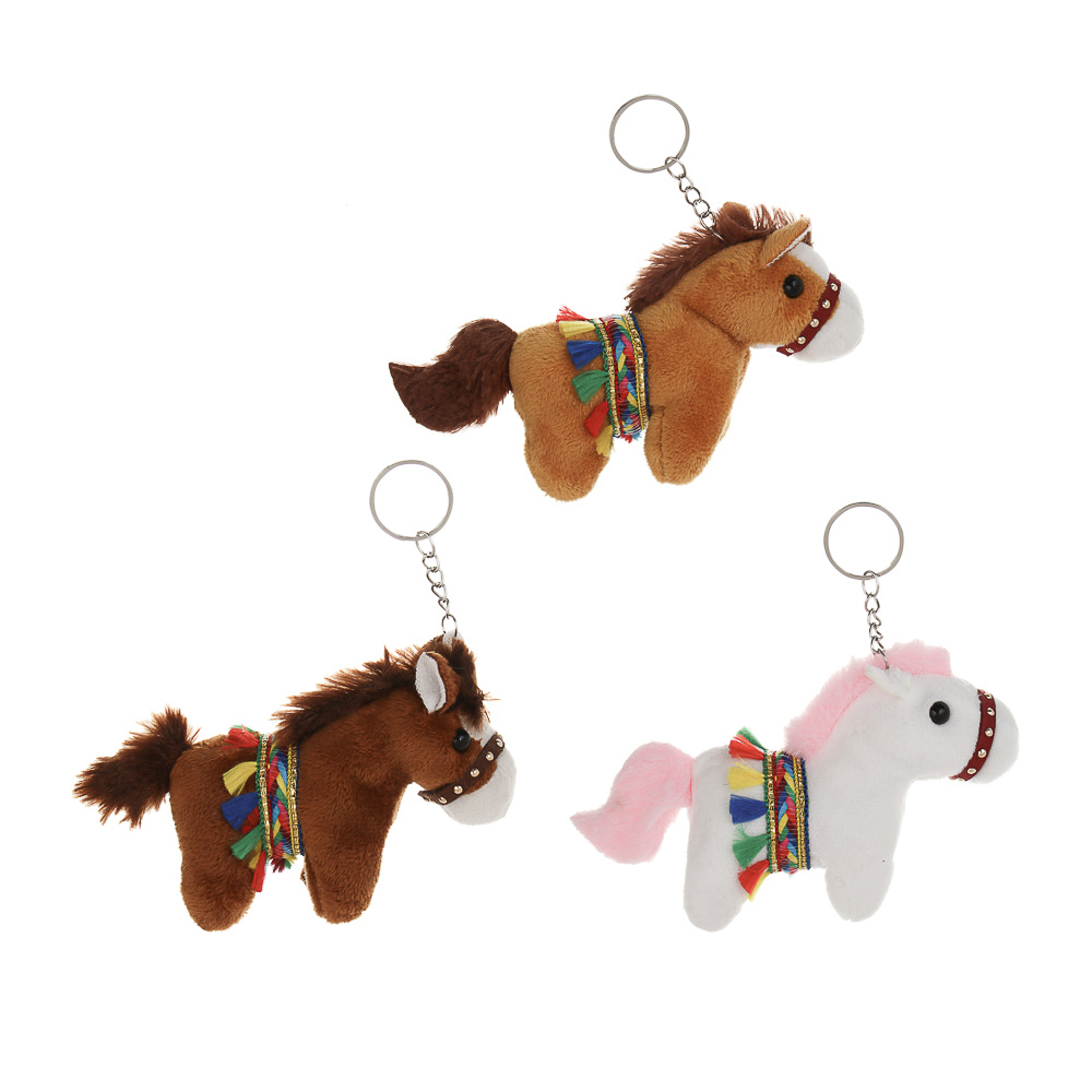 СНОУ БУМ Сувенир мягкий в виде лошадки в попоне 10x11x5 см, полиэстер, 3 дизайна, арт.№ 394-904