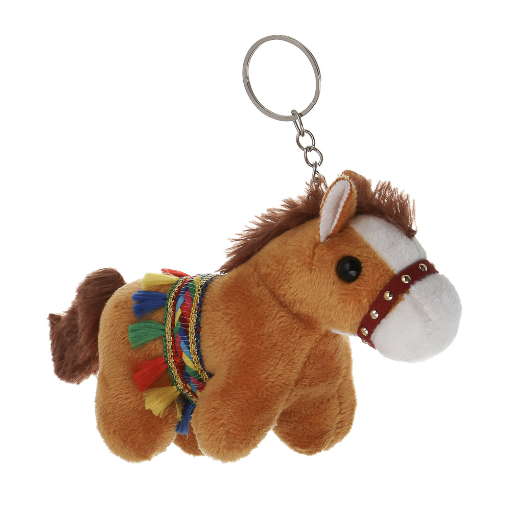 СНОУ БУМ Сувенир мягкий в виде лошадки в попоне 10x11x5 см, полиэстер, 3 дизайна, арт.№ 394-904