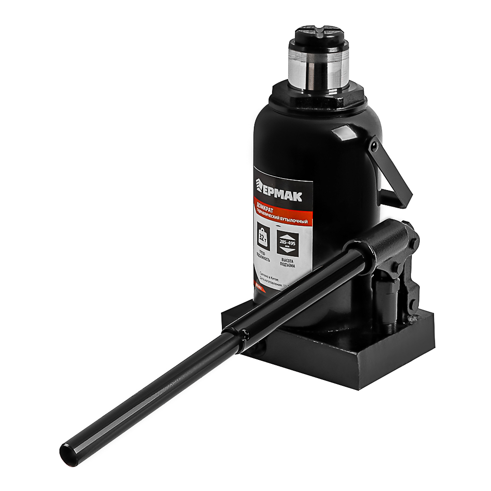 ЕРМАК Домкрат гидравлический бутылочный, 32 т, h подъема 285-495 мм, арт.№ 741-012