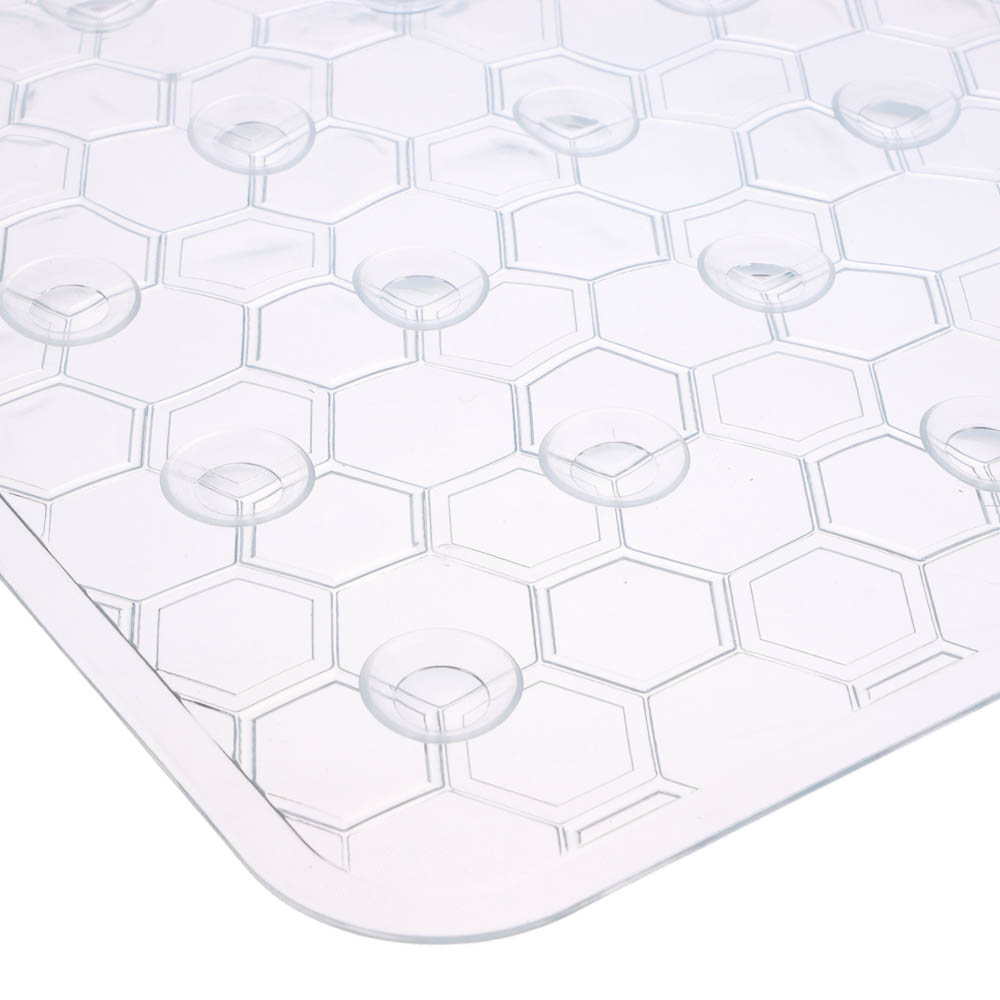 Коврик противоскользящий в ванную "Соты" 67см*37см, прозрачный, арт.№ 403-114