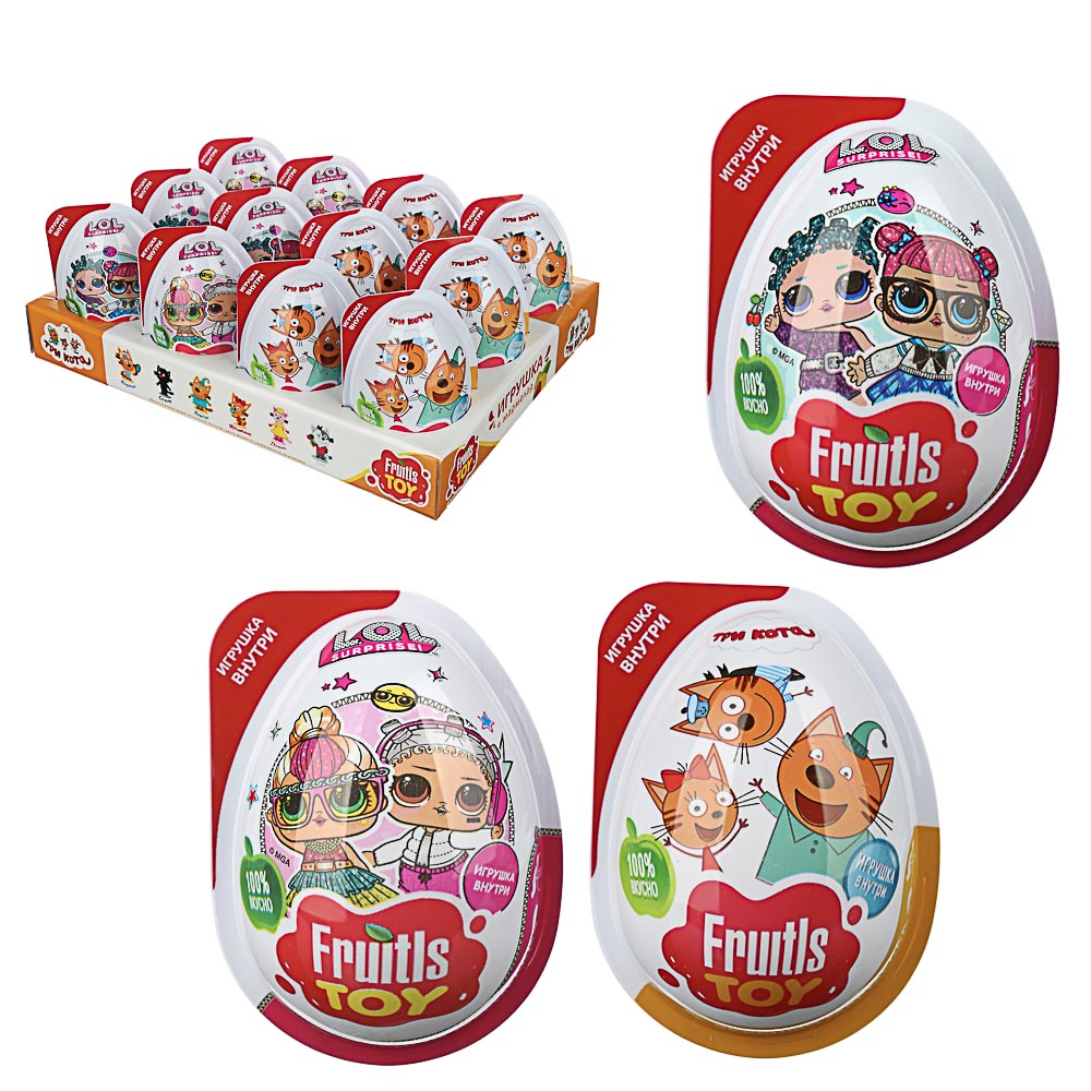 FRUITLS TOY Мармелад 10гр в пластиковом яйце с игрушкой, 2 вида ЩЕНЯЧИЙ ПАТРУЛЬ/МИМИМИШКИ, арт.№ 201-247