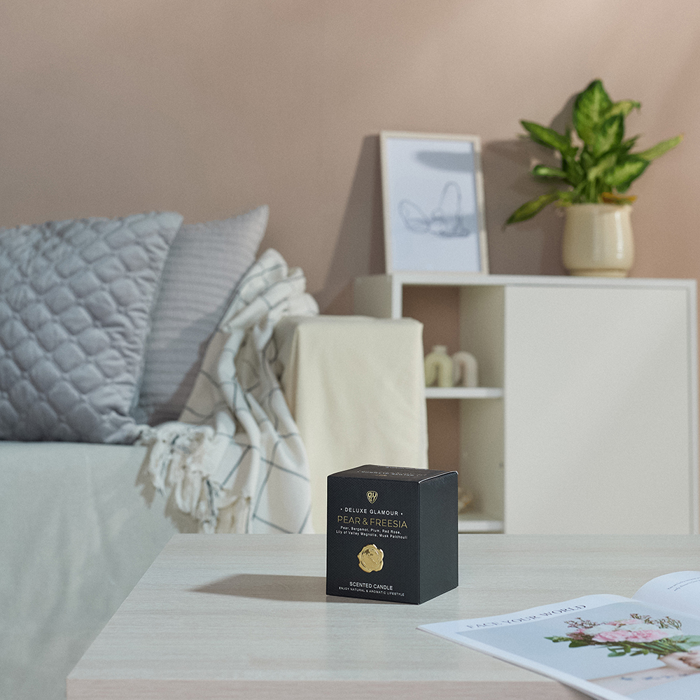 BY Свеча ароматизированная Deluxe Glamour, 200гр., Pear&Freesia, арт.№ 412-230