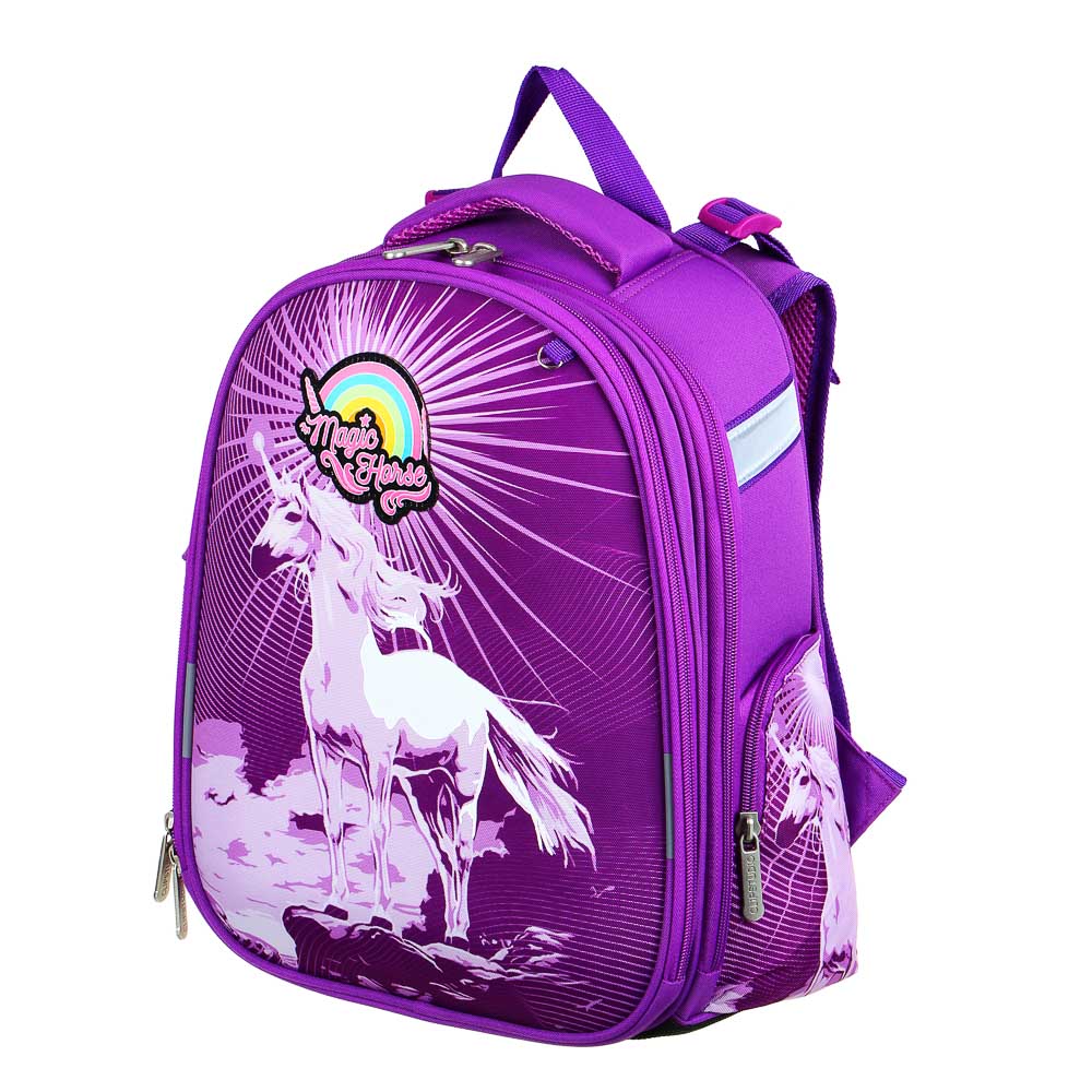 МЭДЖИК ХОРС Рюкзак шк.жесткий 38х28х15см, 2 отд.,2карм.,эргон.спинка, лямки рег.по росту, ПЭ, брелок, арт.№ 254-451