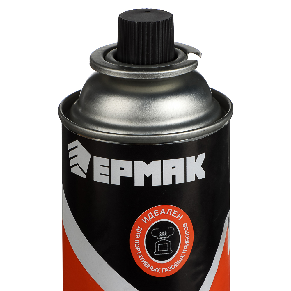Газ для портативных плит тм ЕРМАК, всесезонный, метал. баллон 220гр, 520см3(цанг., ЕАЭС), арт.№ 116-069