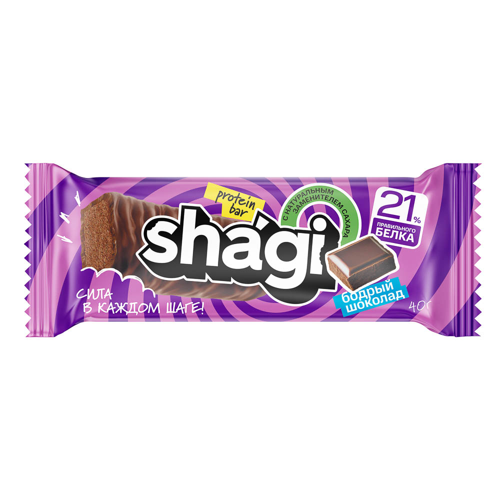 Протеиновый батончик Shagi со вкусом шоколада, 40 г, арт.№ 209-053