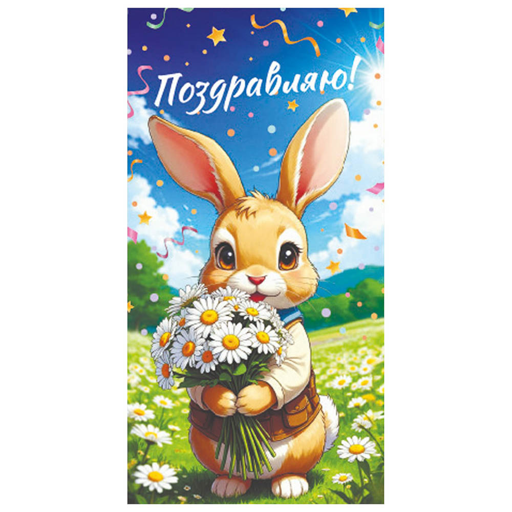Конверт для денег бумажный, 17х8см, МИКС, арт.№ 521-085