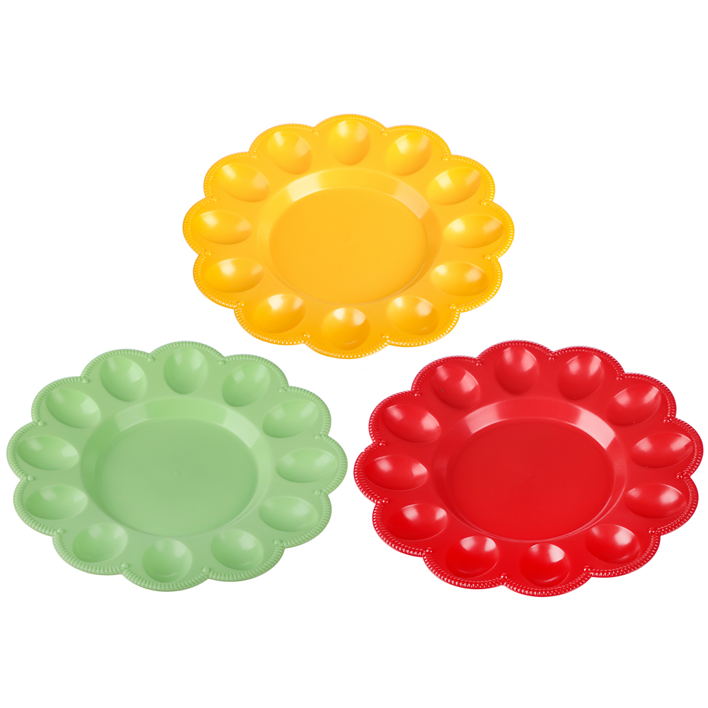 Блюдо пасхальное для яиц и кулича, пластик, d23см, 3 цвета, арт.№ 842-125