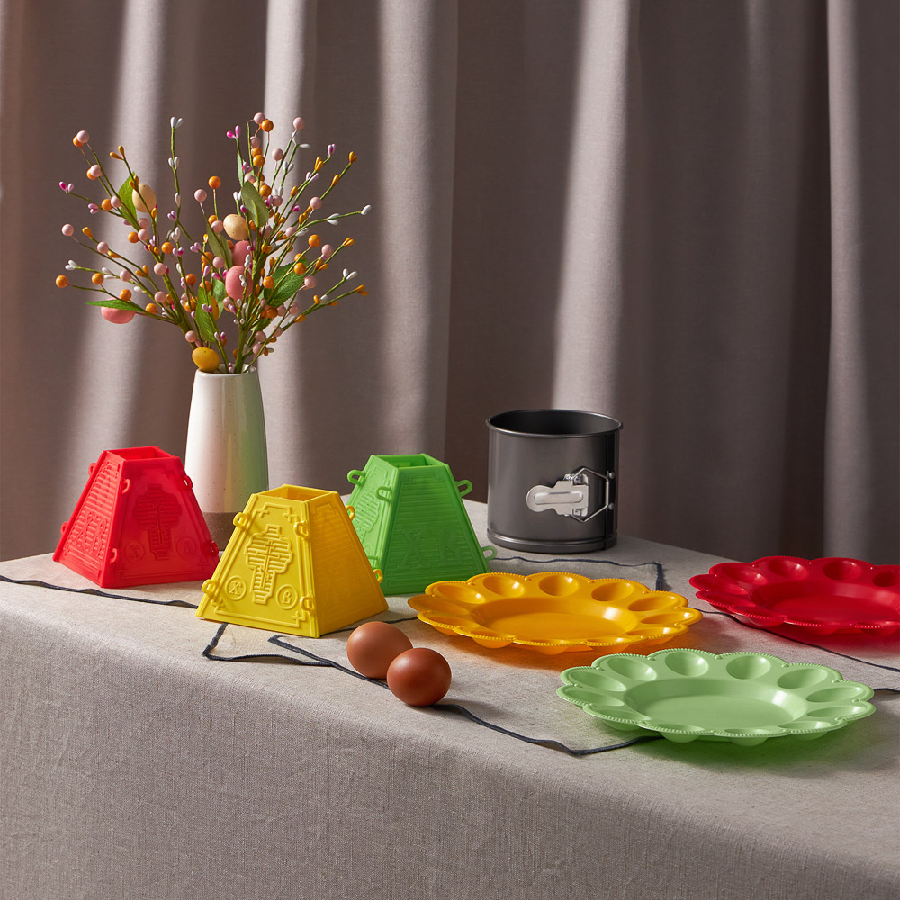 Блюдо пасхальное для яиц и кулича, пластик, d23см, 3 цвета, арт.№ 842-125