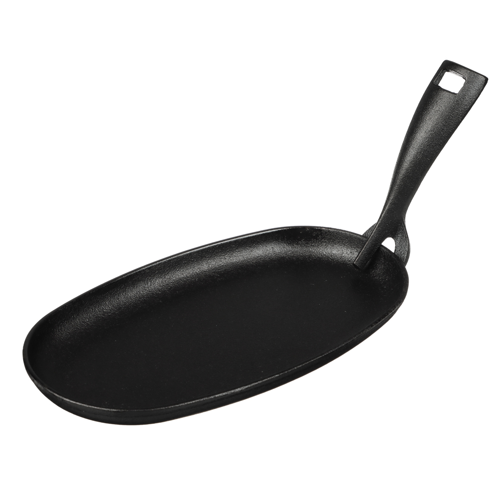 SATOSHI Сковорода на подставке из бамбука чугун, овальная, со съемной ручкой, 24х13.5см, индукция, арт.№ 808-042
