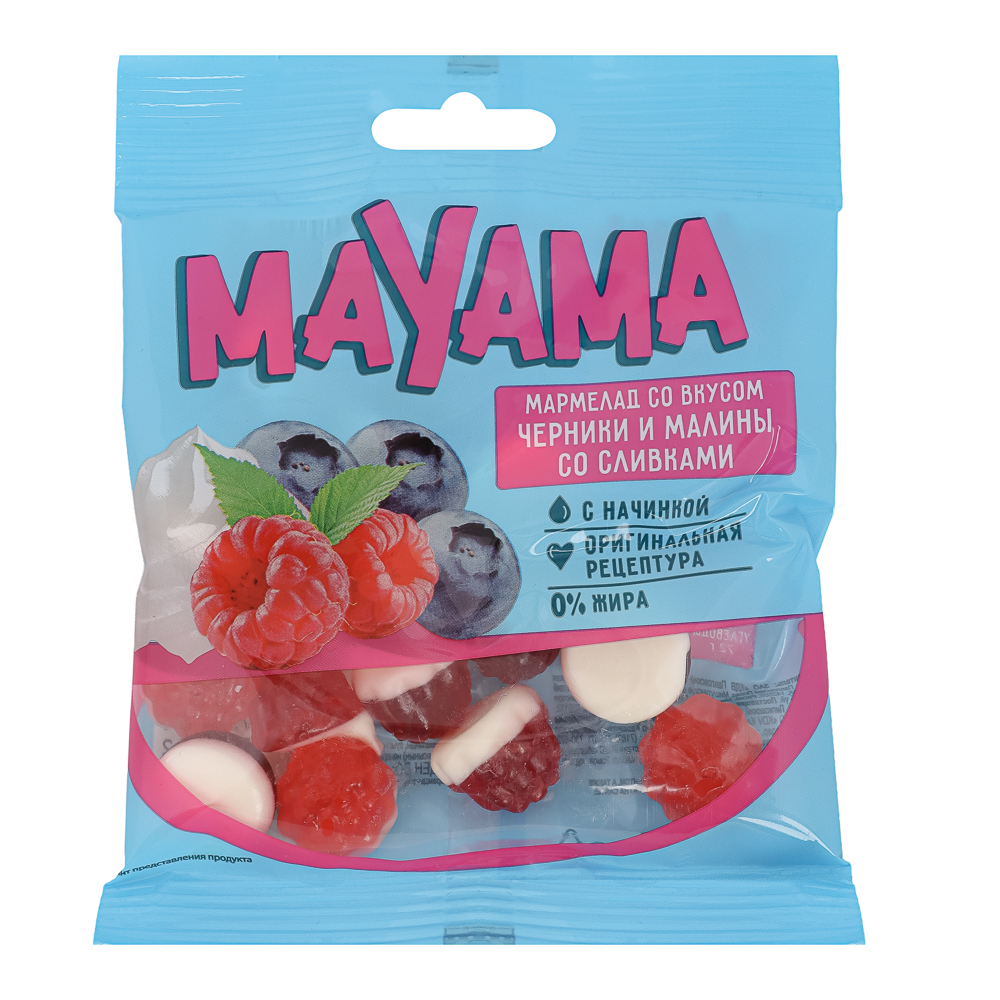 Мармелад жевательный Mayama со вкусом черники и малины со сливками, 70г, арт.№ 347-586