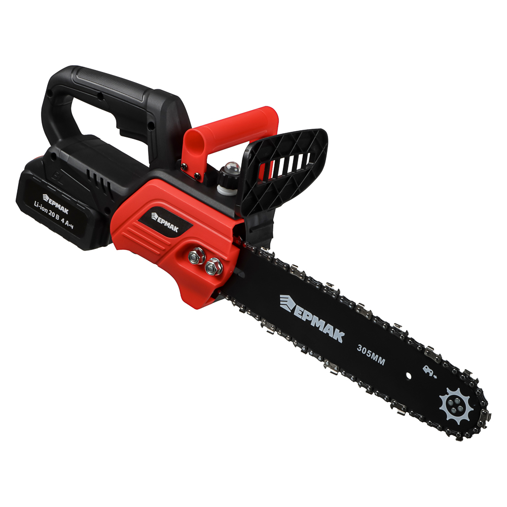 Пила цепная аккум. тм ЕРМАК шина 305мм, цепь 3,8", 44зуб, 10,5м/сек, 2акб 4А/20В, быстрое З/У, арт.№ 691-066