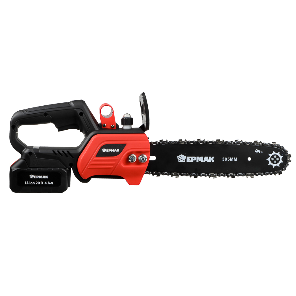 Пила цепная аккум. тм ЕРМАК шина 305мм, цепь 3,8", 44зуб, 10,5м/сек, 2акб 4А/20В, быстрое З/У, арт.№ 691-066