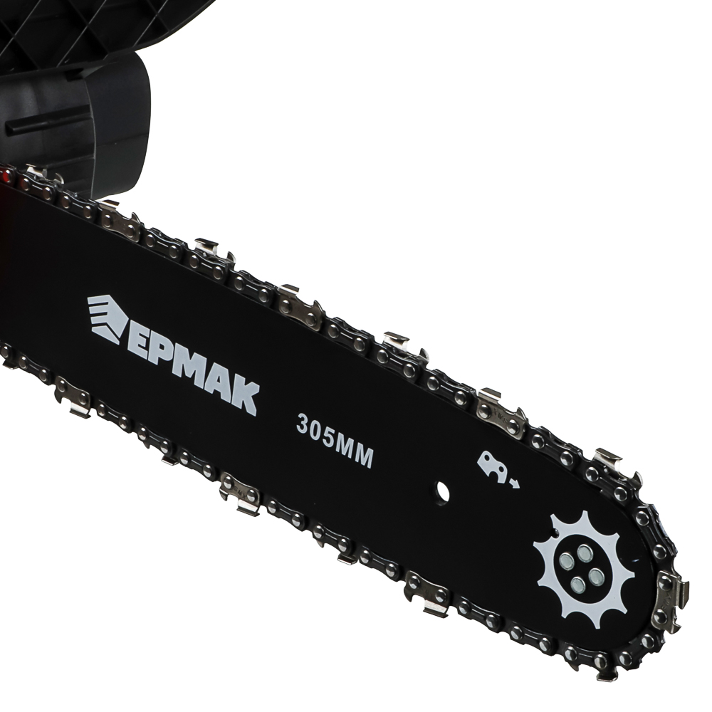 Пила цепная аккум. тм ЕРМАК шина 305мм, цепь 3,8", 44зуб, 10,5м/сек, 2акб 4А/20В, быстрое З/У, арт.№ 691-066