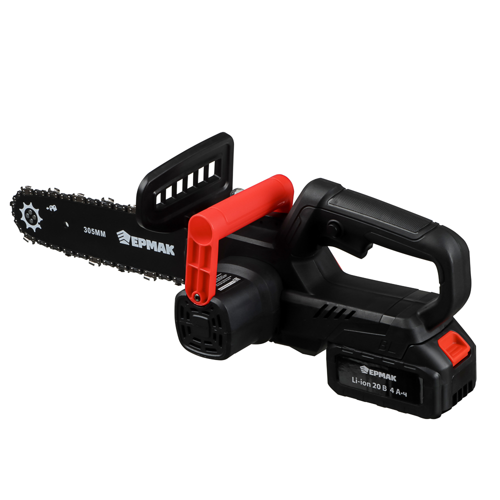 Пила цепная аккум. тм ЕРМАК шина 305мм, цепь 3,8", 44зуб, 10,5м/сек, 2акб 4А/20В, быстрое З/У, арт.№ 691-066