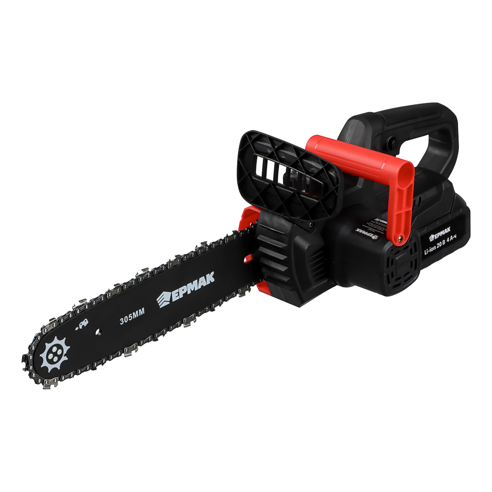 Пила цепная аккум. тм ЕРМАК шина 305мм, цепь 3,8", 44зуб, 10,5м/сек, 2акб 4А/20В, быстрое З/У, арт.№ 691-066