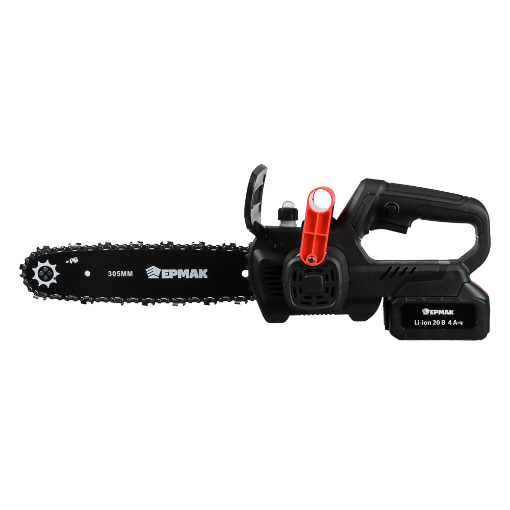 Пила цепная аккум. тм ЕРМАК шина 305мм, цепь 3,8", 44зуб, 10,5м/сек, 2акб 4А/20В, быстрое З/У, арт.№ 691-066