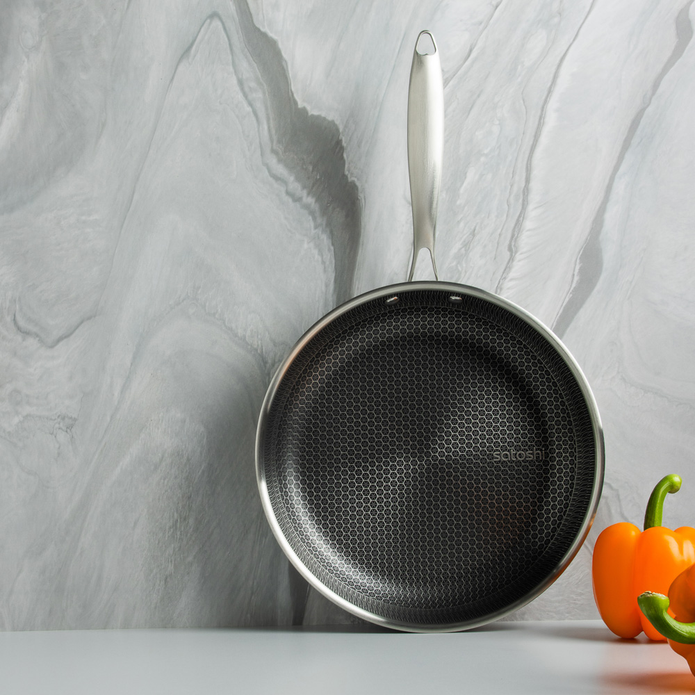 SATOSHI Савона Сковорода Triply 3-х слойная 28х5,3см, нерж.сталь 18/10, антиприг.покр. "соты", инд, арт.№ 822-269
