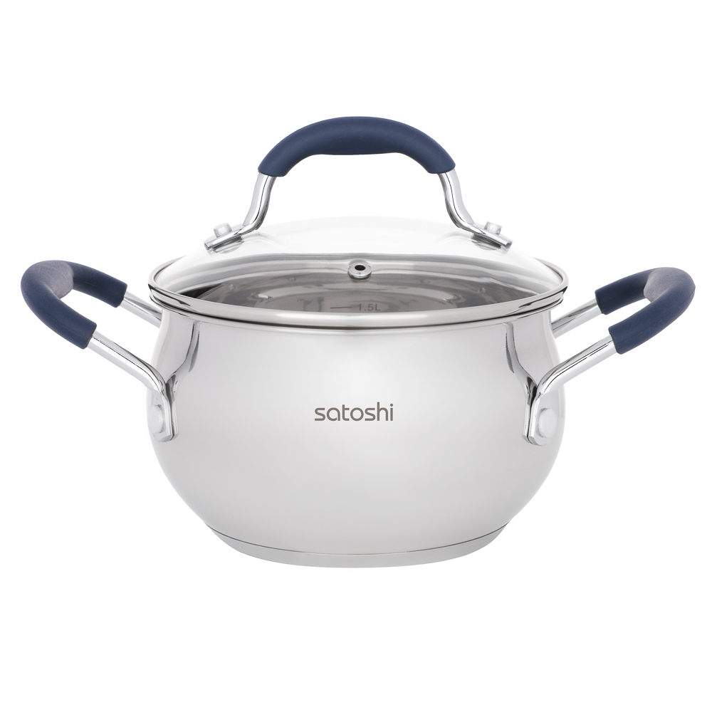 SATOSHI Альба Кастрюля 16х9,5 см, объем 2,1 л, со стеклянной крышкой, индукция, арт.№ 822-270
