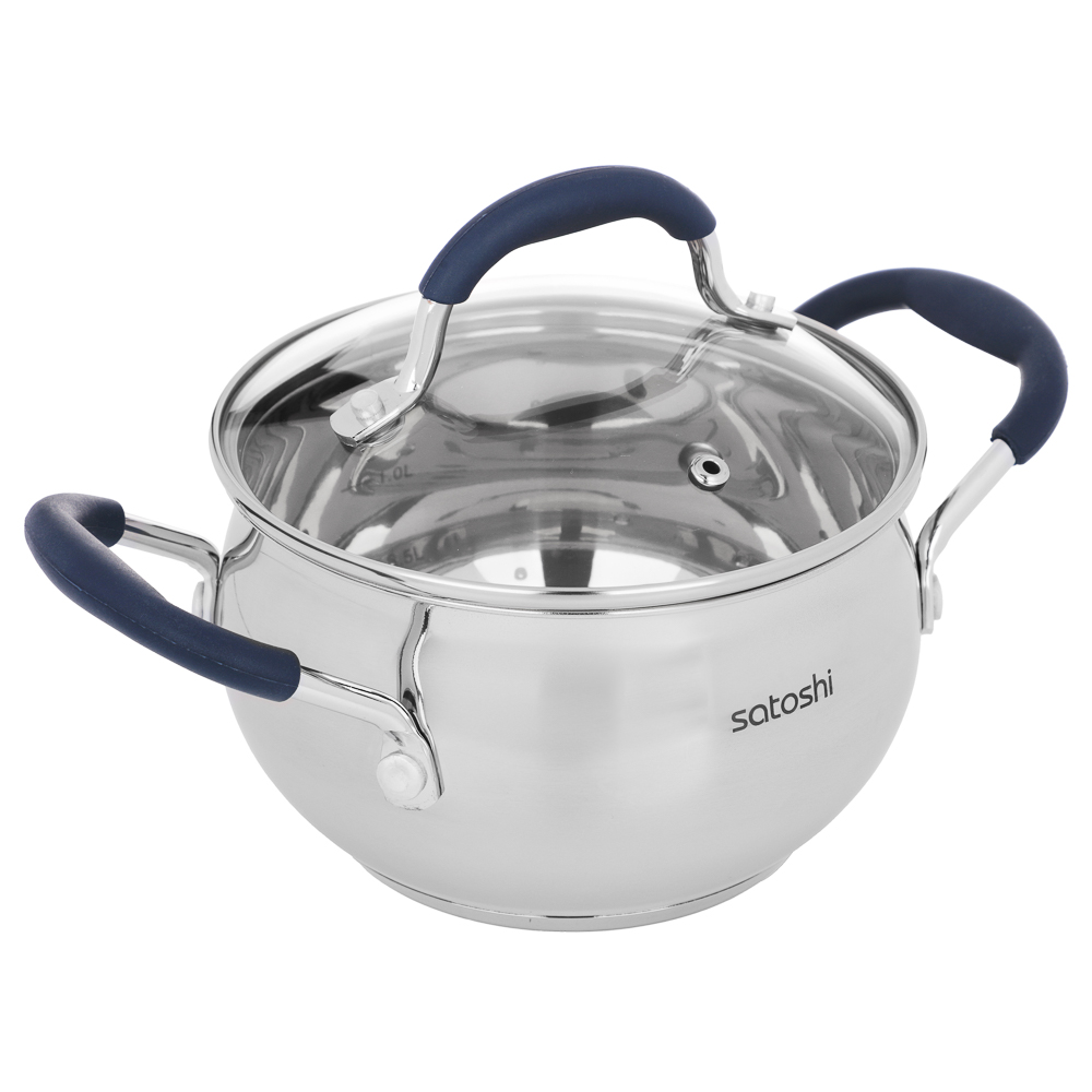 SATOSHI Альба Кастрюля 16х9,5 см, объем 2,1 л, со стеклянной крышкой, индукция, арт.№ 822-270