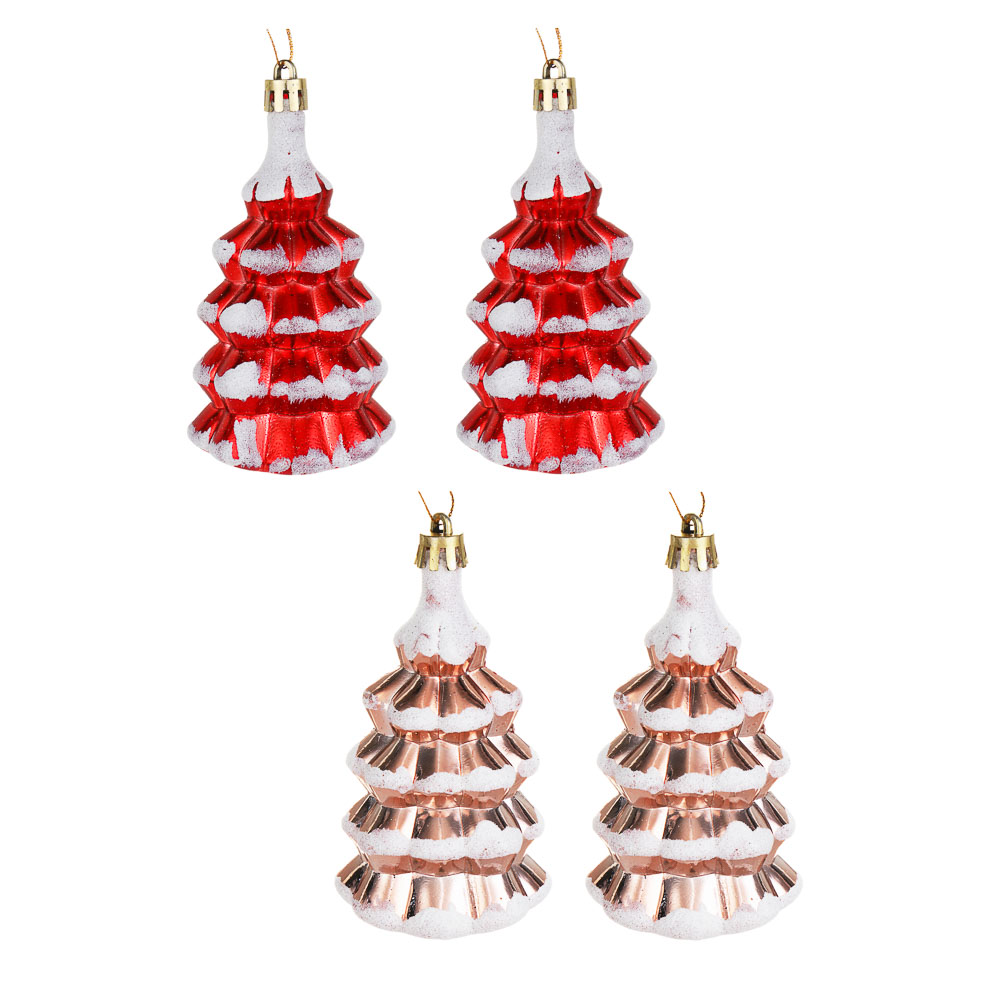 СНОУ БУМ Набор декоративных украшений "Елочки" 2шт, 6х5х11см, пластик, 2 дизайна, арт.№ 374-595