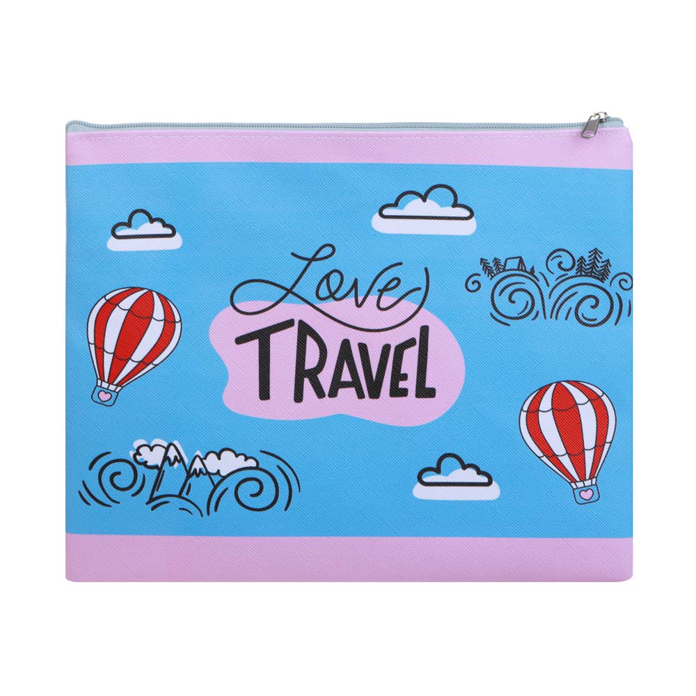 ТРЕВЕЛ Папка для тетрадей 24x20см, для A5, молния сверху, искусственная кожа с печатью, арт.№ 236-100