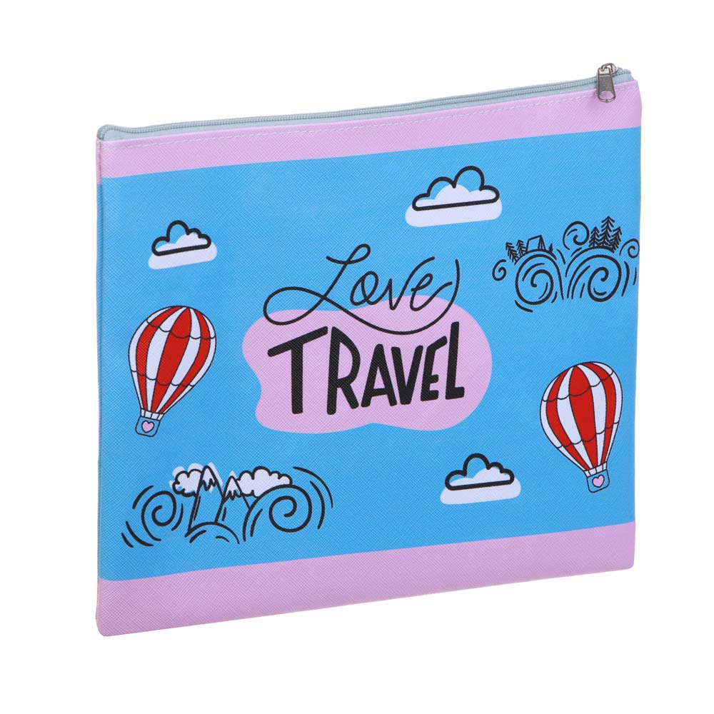 ТРЕВЕЛ Папка для тетрадей 24x20см, для A5, молния сверху, искусственная кожа с печатью, арт.№ 236-100