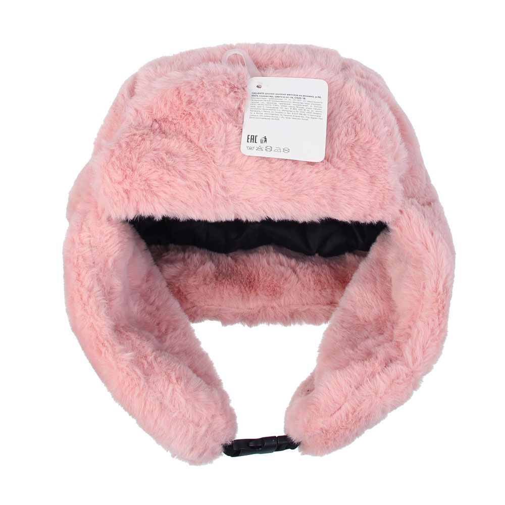 GALANTE Шапка-ушанка женская из экомеха, р.56, 100% полиэстер, цвета в ас-те, ОЗ25-18, арт.№ 314-989