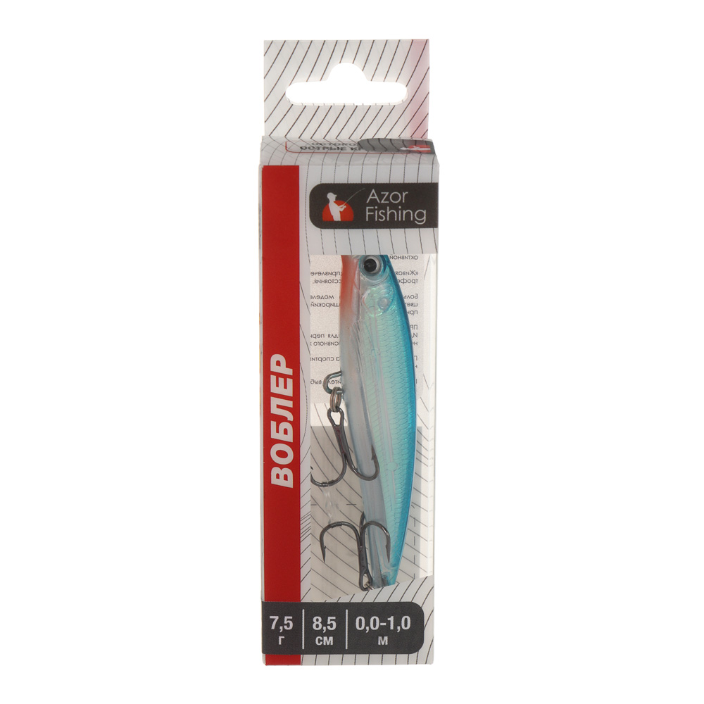 Воблер "Икс Минноу" тм AZOR FISHING, SS, 7,5гр, 85мм, 0,0-1,0м, 5 цветов, арт.№ 145-182