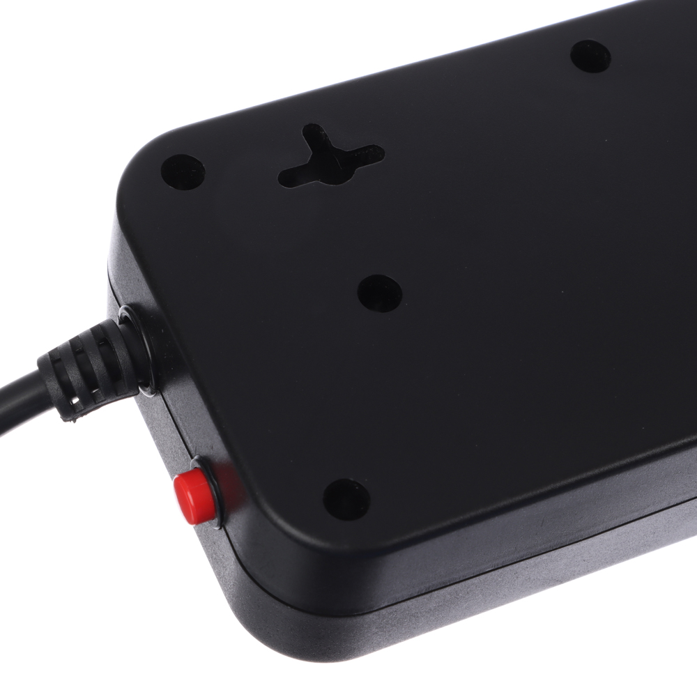 ВСЁГАЗИН Удлинитель сетевой фильтр 5 розеток, 2м, 0,75кв.мм,10А, 2500Вт с отд. выключателями, чёрный, арт.№ 907-301