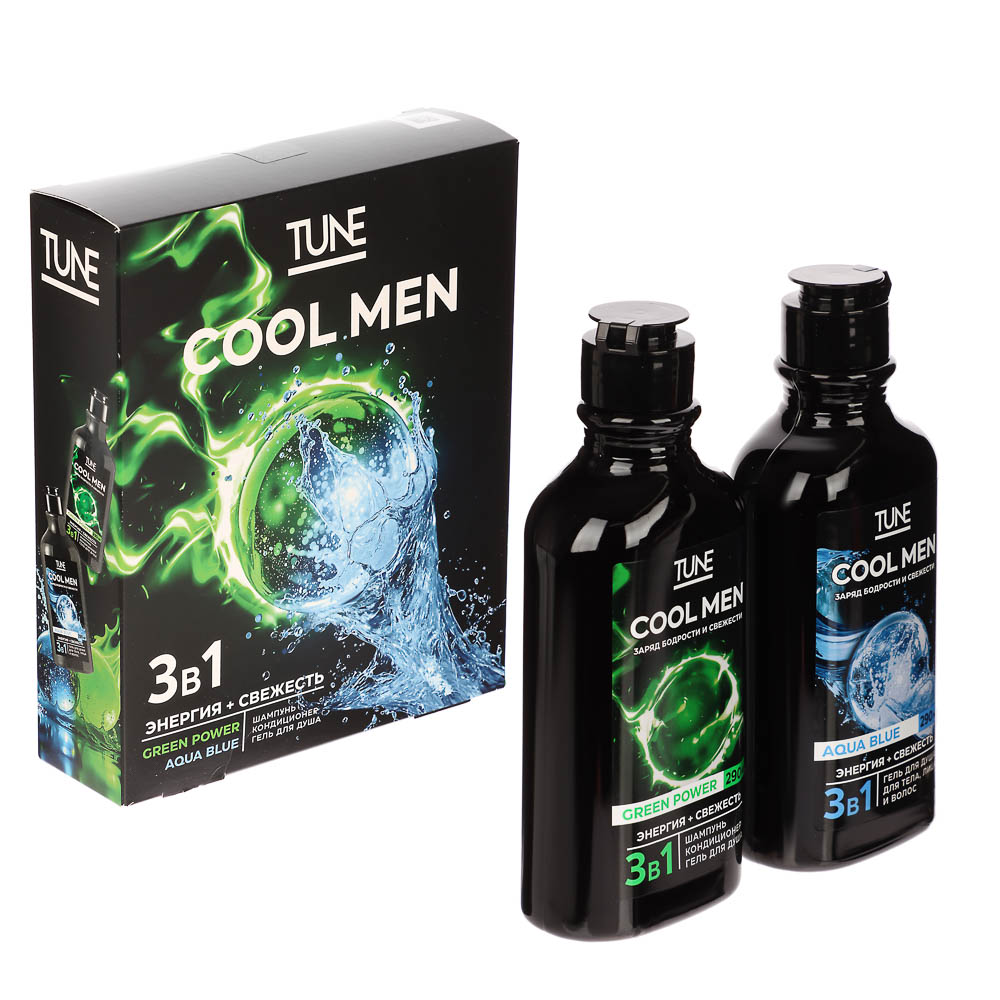 Подарочный набор мужской TUNE COOL MEN PARFUME EXPERT: Гель д/душа, 290мл+Шампунь для волос, 290мл, арт.№ 954-054