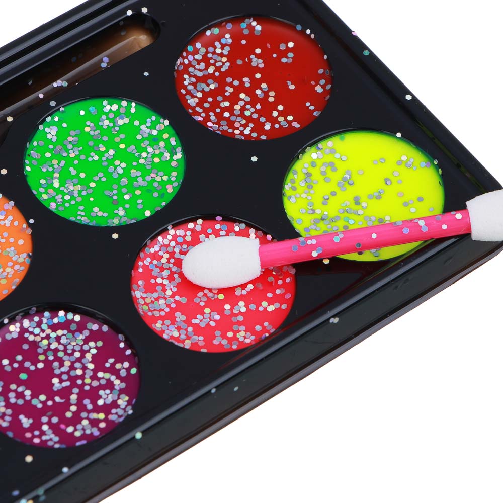 ХОББИХИТ Набор грима, люминесцентный, 8цв., аппликатор, 19,5х17,5см, масляный грим, пластик, арт.№ 284-186